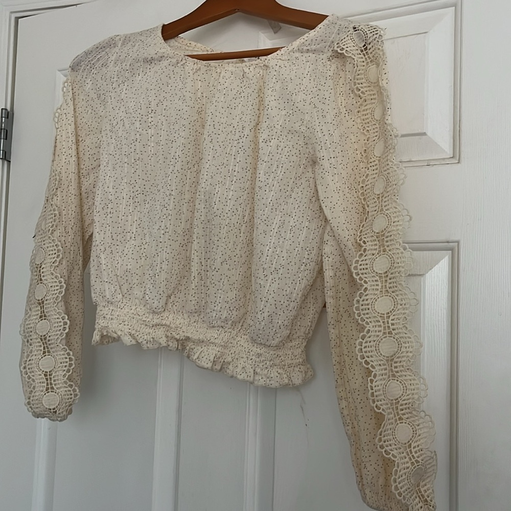 Mine Cream Embellished Bib Collar Blouse